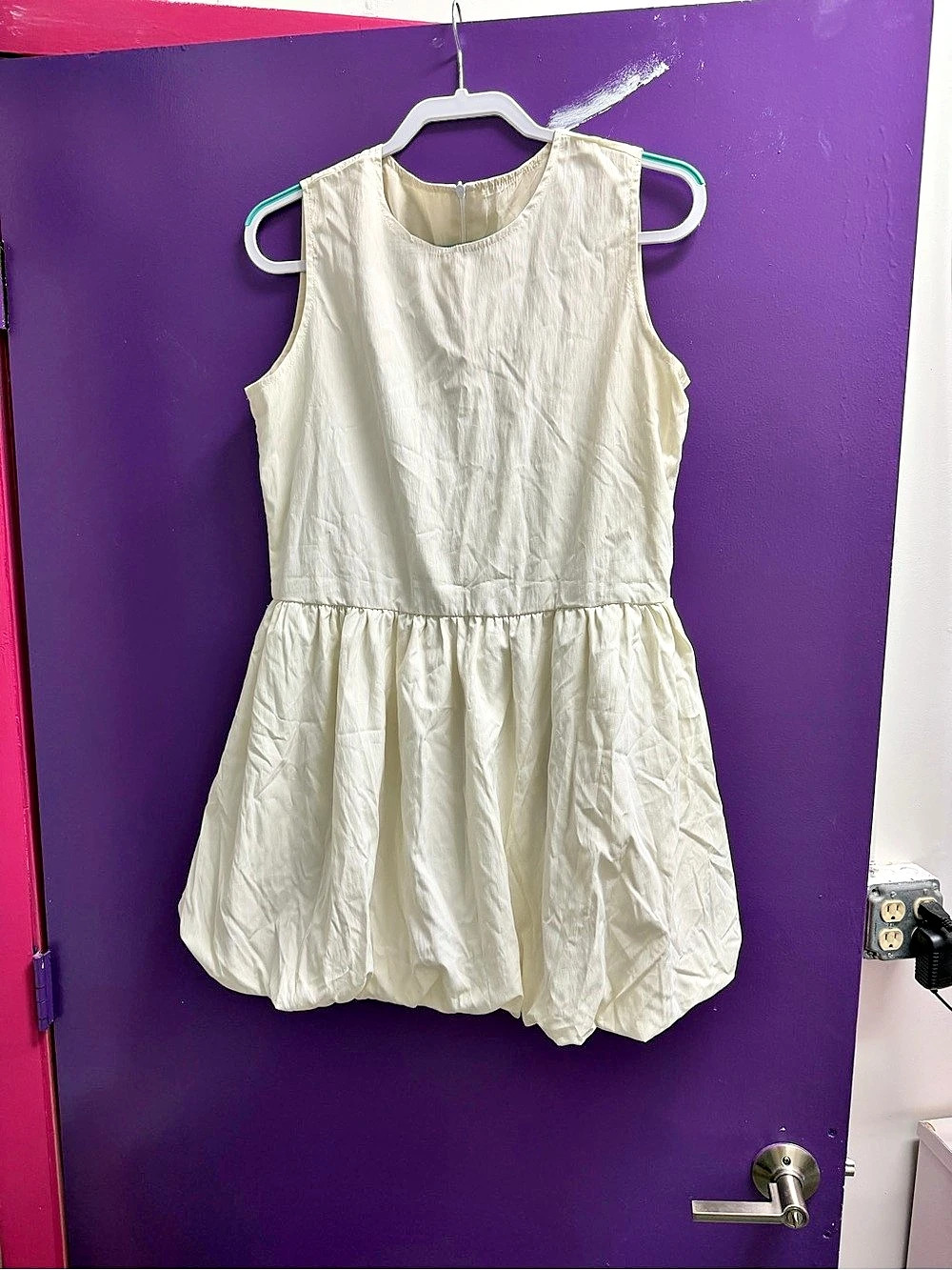 Women's Bubble Hem Mini Dress White